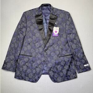 Tayion Collection Men's Classic-Fit Dinner Jacket Blazer Gray/purple 46R $360
